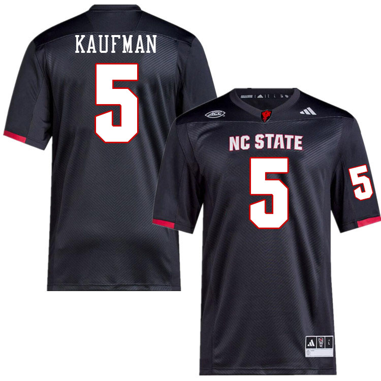 Men #5 Donovan Kaufman NC State Wolfpack College Football Jerseys Stitched-Black